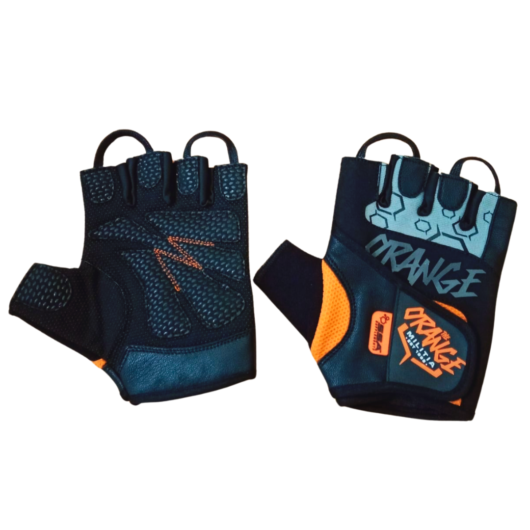 A pair of navy and black SSA Performance Gloves with orange accents and the brand name 'SSA' displayed prominently on the back.